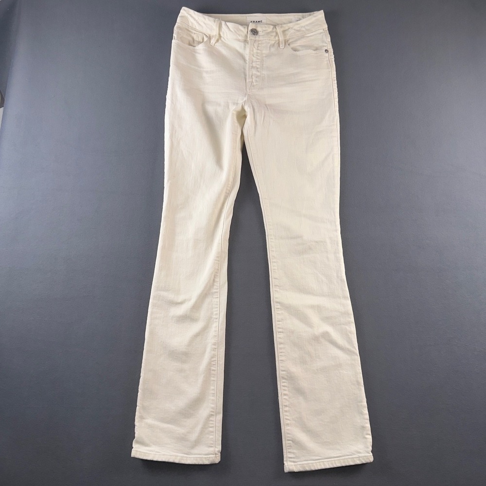 FRAME Le Mini Boot Jeans Off White Cream Bootcut Denim Size 27